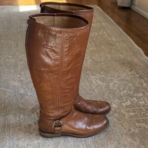Frye Phillip Harness Brown Leather Tall Boots sz11